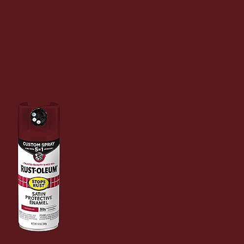 Image of Rust-Oleum 376880 Stops Rust Custom Spray 5-in-1 Spray Paint, 12 oz, Satin Heritage Red (Pack of 4)