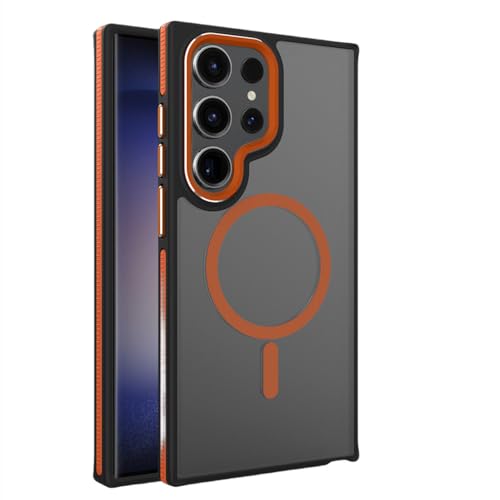 Coque Samsung S23 Plus orange mat avec charge sans fil magnétique
