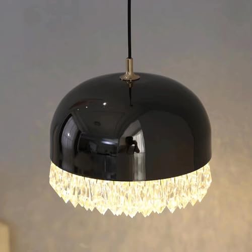Lámpara de araña de cristal moderna con luces colgantes de acero negro 2