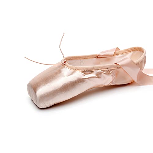 MSMAX Girls Satin Ballet Pointe Shoes Professional Dance Flats - Main Image