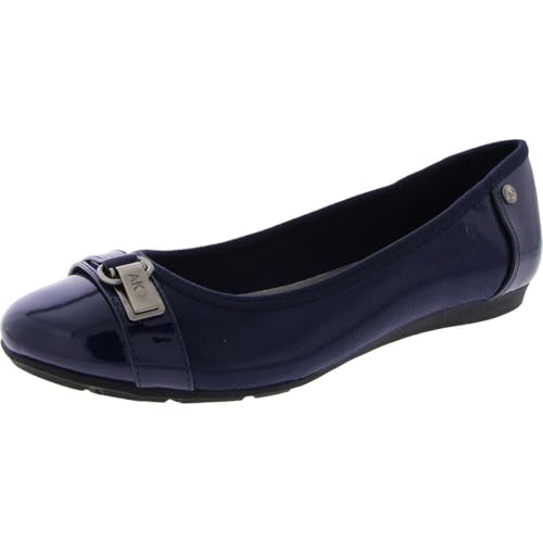 Anne Klein Womens Able Ballet Flat, Navy, 9.5 US