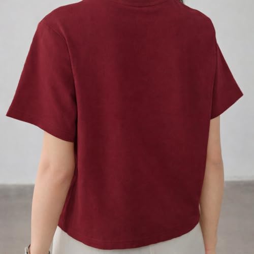 Image of Zilcon Woman Half Sleeve Round Neck Womens Tops Beach Vacation Fashion Clothes Casual Summer Spring Winter Fall Outfits Tops