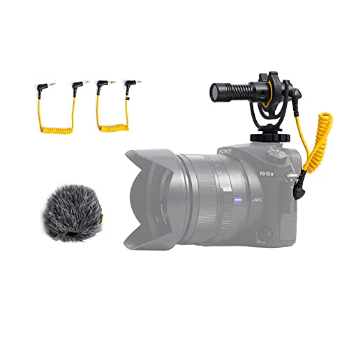 Deity V-Mic D4 Mini Shotgun Áudio direcional Microfone montado em câmera, Offset Shock-Mount, proteção contra vento até 20 mph
