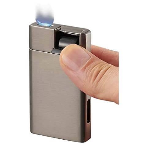 Visol Flatso Torch Lighter Flat Flame Refillable Gas Butane Lighter, Fuel Window and Windproof Adjustable Flame Lighter (Gunmetal) Cover