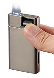 Visol Flatso Torch Lighter - Flat Flame Refillable Gas Butane Lighter, Windproof Adjustable Flame (Gunmetal)