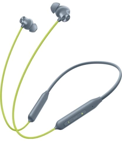 Image of Z2 ANC Bluetooth Neckband Earphones, Gray & Green | 12.4mm Bass Drivers, 45dB Active Noise Cancellation, 28H Battery Life, Fast Charging, Lightweight Flexible
