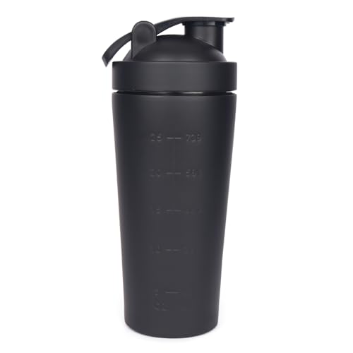 Image of Shifter Stainless Steel Gym Shaker Bottle 750ml | Leakproof Metal Protein Shaker for Men & Women | BPA Free, Odour Resistant, Rust-Free Steel Sipper for Gym, Workout & Sports (BLACK)