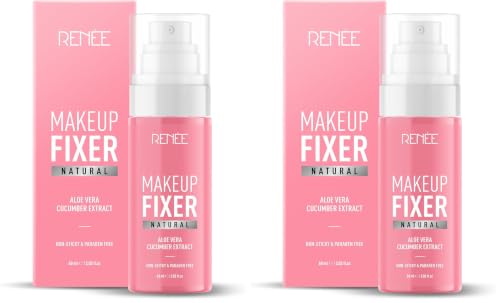 Image of RENEE Natural Makeup Fixer For Face | Non-Sticky, Dewy Finish | With Aloe Vera & Cucumber Extract | Alcohol-Free, Hydrating Setting Spray | Vegan & Cruelty-Free | 60 ml (Pack of 2)