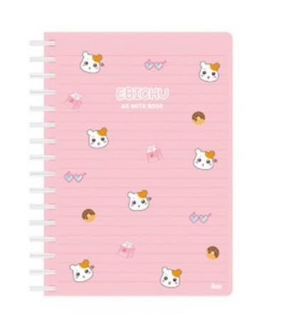 Cahier à spirale rose avec couverture plastique souple et lignage 7mm