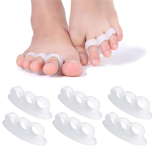 Yatrosynth 6 Pcs Separadores de Dedos, Almohadillas para Evitar el Frotamiento y Aliviar la Presión, para Solapamiento de Dedos de los Pies, Alivio del Dolor para Rizar Toe(3 Agujero Blanco)