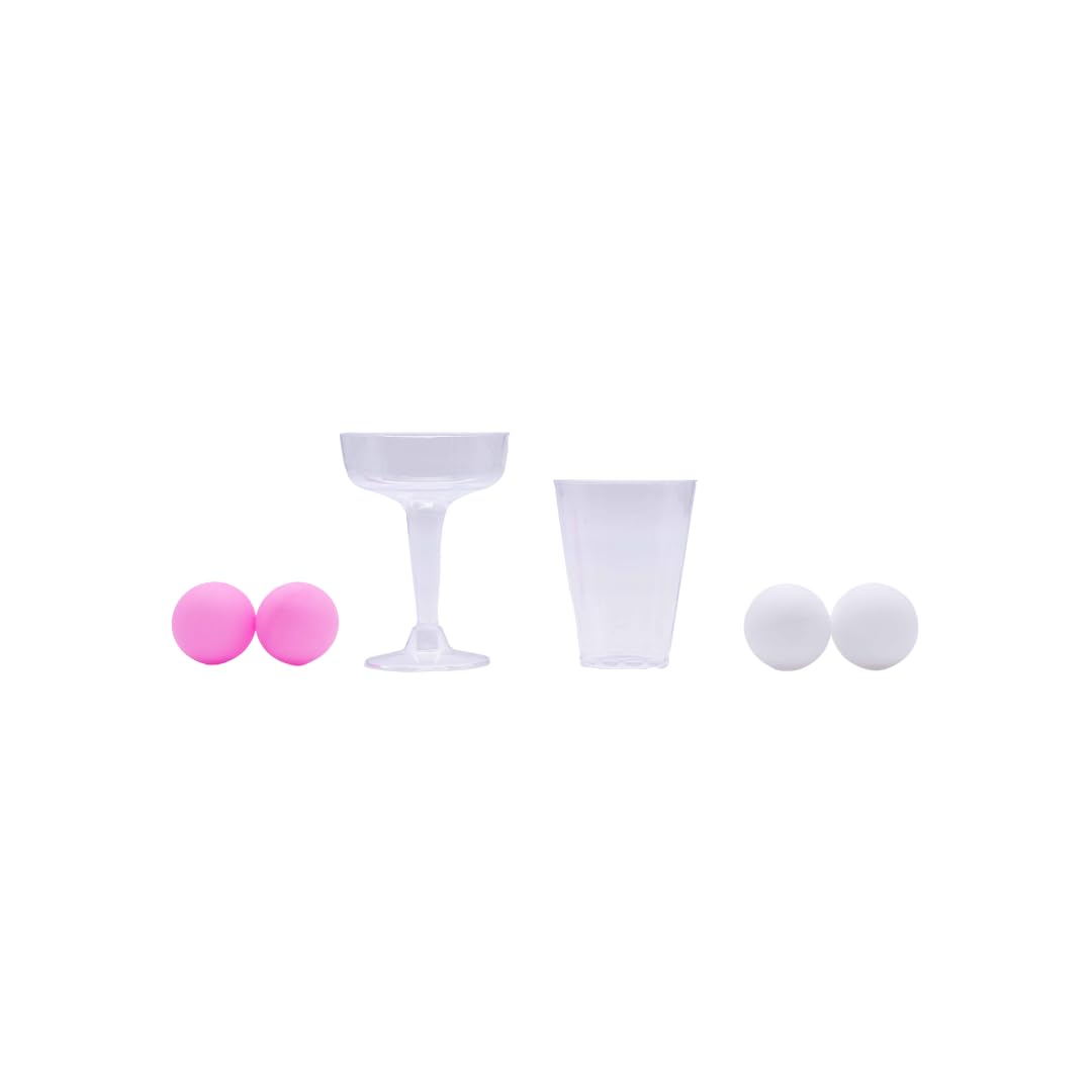 Homezone Pink Drinking Game 28Pc Party Pong Set Party Game Christmas Celebration Glasses & 4 Balls Hen Stag Drinking Games Prosecco Beer Fun Xmas Festive Party Game