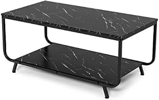 CASART Coffee Tables, Faux Marble Accent Sofa Tea Tables, Steel Frame Snack Tables Rectangular Center Tables for Living Room Bedroom Office