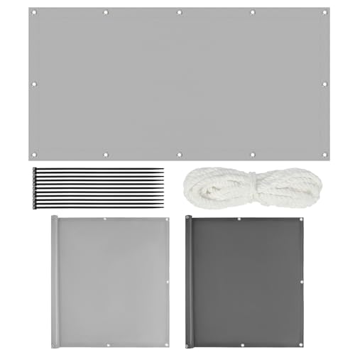 NUTKIT 2x2m Impermeable Toldo Vela de Sombra, Protección Rayos UV,Rectangular Toldos Exterior Terraza,Pantalla Privacidad Balcon,para Exteriores, Terrazas,Pergola, Jardín（Gris Claro）