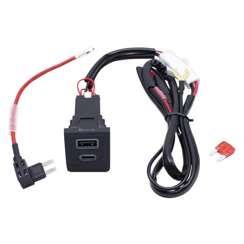 Double prise USB encastrable avec fusible Faisceau de câbles Double USB-A C QC3.0 PD Chargeur Prise de courant Chargeur rapide Adaptateur pour Multivan T5...