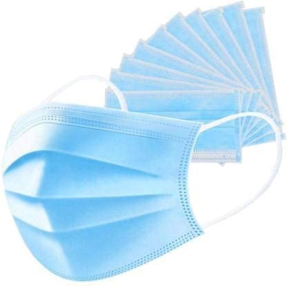 BENAVJI Nonwoven Fabric Face Masks with Adjustable Nose Clip and Ultrasonic Sealed Ear Loop (Blue, 100 Pieces) for Unisex