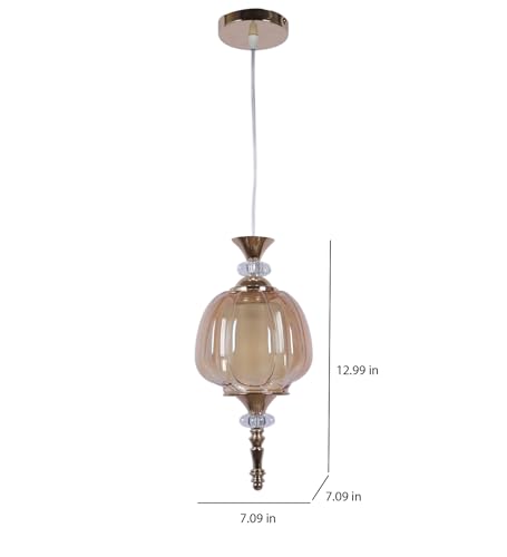 Image of ELIANTE Modern Glass Hanging Light for Living Room & Dining Area | Metal Ceiling Lamp with Elegant Glass Shade | 3 Years Warranty | Free Bulb (Belluno)