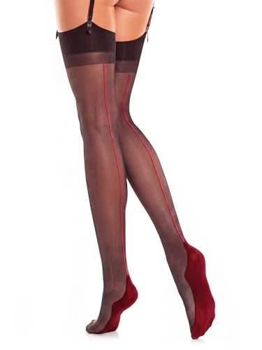 Image of GLAMORY Plus Size Delight 20 Denier Sheer Hosiery with Seam Backseam Stockings Silky-Matte, Reinforced Toe