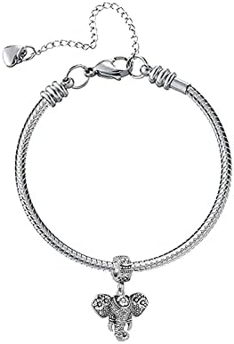 KunBead Jewelry Elephant Dangle Charms Compatible with Pandora Bracelets Necklaces for Women