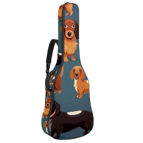 Sac pour guitare acoustique unique avec motif teckel multicolore pour musicien passionné
