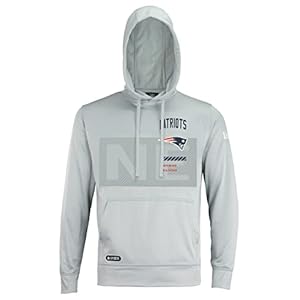 New Era NFL Men’s Drill Performance Cool Grey Pullover Hoodie, Pro Football Sweatshirt, New England Patriots, Large