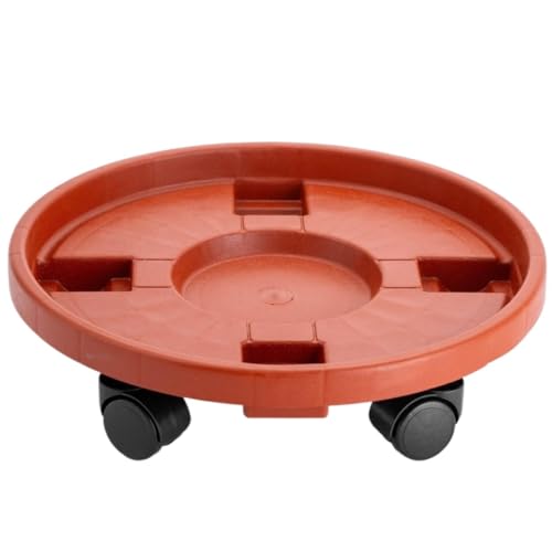 Carrito para plantas rodante con placa de flores gruesa, base universal para ruedas, soporte móvil de plástico para macetas para uso en interiores y exteriores (26 cm)
