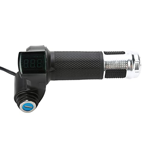 Bike Throttle Grip Lcd Screen Twist Throttle Accelerator Handle Grips With Cable And Key Knock For Electric Bicycle Skateboard(Silver) #TOP19