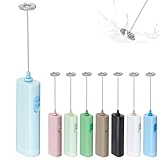 ELMWAY Portable Coffee Frother by ELMWAY, Battery Operated Electric Whisk, Mini Milk Frother Handled for Coffee, Latte, Matcha and Protein Powder - Light Blue