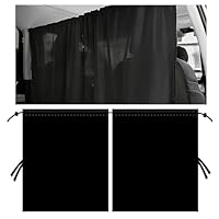 Generisch 2 Stück Autozelt Heckklappe Vorhänge, Sichtschutz Auto Trennvorhang für Vorder- & Rücksitz, Verdunkelung Sonnenschutz Auto Innenraum, Abnehmbarer Auto Vorhang, (Schwarz 80×70cm)