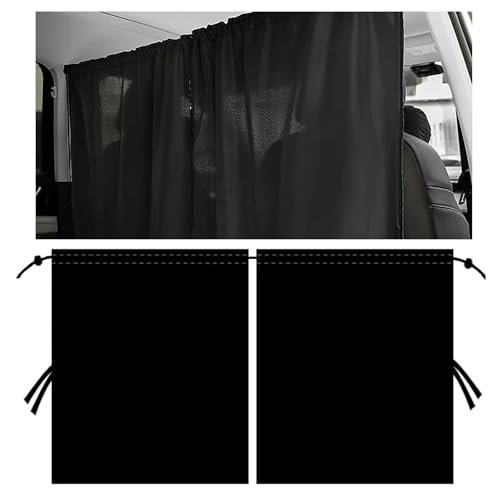 Generisch 2 Stück Autozelt Heckklappe Vorhänge, Sichtschutz Auto Trennvorhang für Vorder- & Rücksitz, Verdunkelung Sonnenschutz Auto Innenraum, Abnehmbarer Auto Vorhang, （Schwarz 80×70cm）