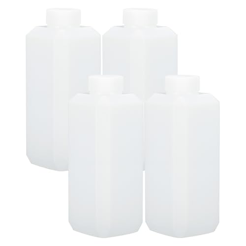 PATIKIL Reagent Bottles, 4 Pcs 500ml HDPE Narrow Mouth Square Sample Storage Container with Inner Ring Cover for Lab Water Reagent Liquids Solid Sample Storage Seal, Translucent White