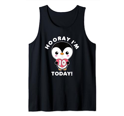 Cute Penguin Kawaii Hooray I’m 10 Today 10th Birthday Tank Top