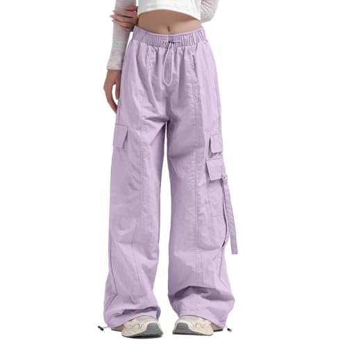 Pantalones cargo para mujer, elásticos, holgados, pantalones cargo de cintura alta, pantalones largos Y2k, pantalones cargo de tallas grandes, transpirables, de verano, al aire libre, ligeros, de