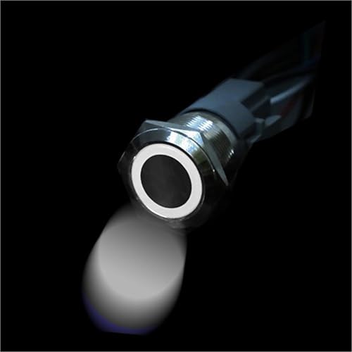 Interrupteur à bouton-poussoir en métal 16mm 3-6V avec anneau LED blanc auto-reset
