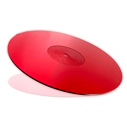Mobile Pro Shop Acrylic Turntable Mat - Acrylic Slipmat For Vinyl Lp Record Players - Improves Sound Quality & Provides Tighter Bass - Anti Static Platter Mat (Red_Lit) #TOP27
