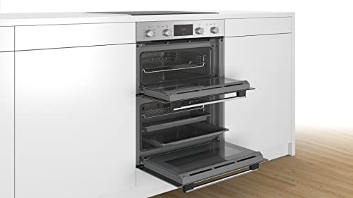 Bosch Home & Kitchen Appliances Bosch Series 4 NBS533BS0B Built-Under Oven with Pop out controls, EcoClean Direct coating, 2 universal slim pans, Integrated, Stainless Steel
