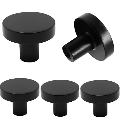 Yugtcen Cabinet Knobs 5 Pack, Kitchen Cabinet Knobs Inway Zinc Alloy Drawer Pulls And Knobs Furniture Hardware Modern Round Knobs For Kitchen Cupboard Dresser Drawer Closet Door (Black, 5) #TOP1