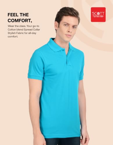 Image of Scott International Men's Cotton Polo T-Shirt | Six Degrees Soft & Breathable Collared T-Shirt | Half Sleeve Regular Fit Casual Wear | Comfortable Everyday Polo T-Shirt for Men