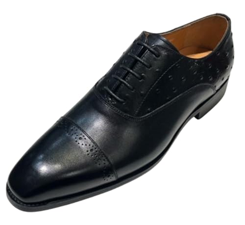 Santimon Men’s Dress Shoes Formal Oxfords - Fashion Comfotable Genuine Leather Cap Toe Derby for Weddings, Business Casual