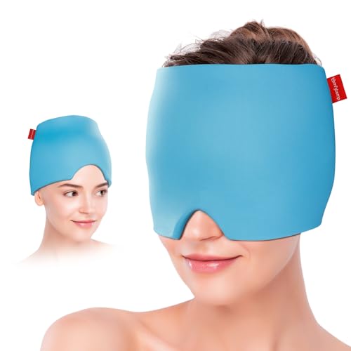 Comfytemp Gorro Frio para Migrañas Reutilizable, Gorro para Migrañas y Dolores de Cabeza, Compresa Fría Terapia de Frío para Migraña Alivio, Presión Sinusal, Ojos Hinchados, Antifaz Migraña