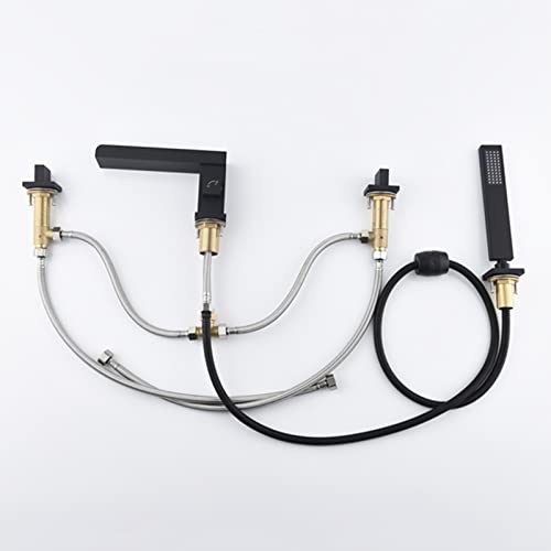 Robinet de bain 4 trous avec douche à la main pour installation sur gorge de baignoire