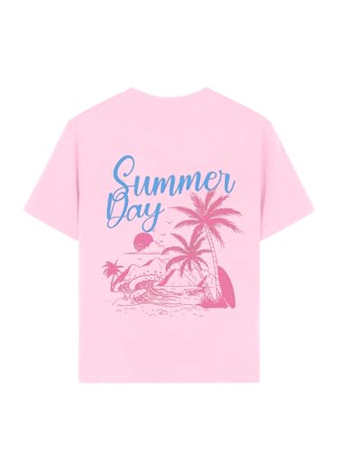 Image of SOLY HUX Girl's Short Sleeve Graphic Tees Crew Neck Beach Tops Casual Summer T-Shirts