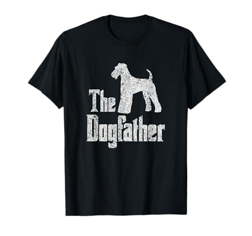 The Dogfather T-Shirt, Airedale Terrier silhouette funny dog T-Shirt