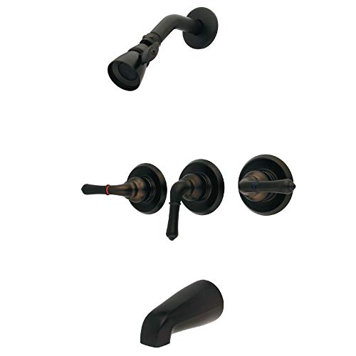 Kingston Brass GKB235 Magellan Tub and Shower Faucet with Three Handles, Oil Rubbed Bronze, 11.68 x 8 x 7.75