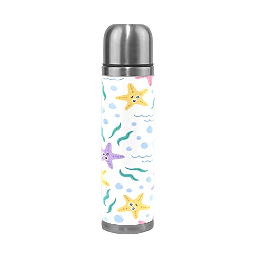 Pianta Erba Baby Star Termica Bottiglia d'Acqua Sportive Termos 500 ml Borraccia in Acciaio Inox Portatile Matraccio Sottovuoto Imballaggio in Pelle