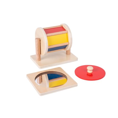 Image of Montessori Baby Toys Play Kit - Montessori Mirror, Peekaboo, Knob Puzzle, Medium Spinning Drum - For 6-12 Months Toddlers