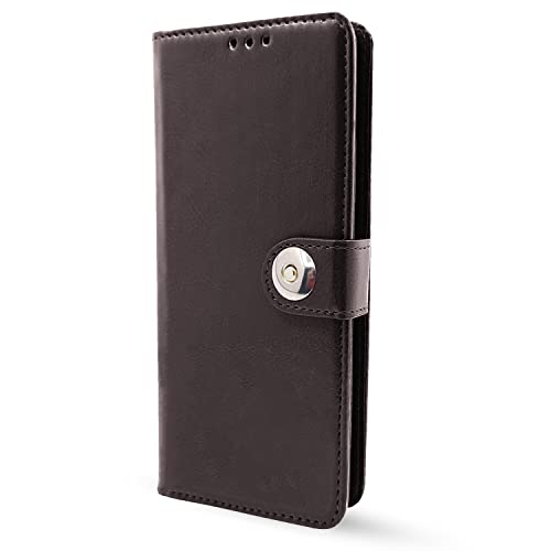 Image of Pikkme Redmi 12C / Poco C55 Flip Cover Leather Finish | Inside TPU with Card Pockets | Wallet Stand and Shock Proof | Complete Protection Button Flip Case (Coffee)