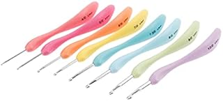 Crochet Hooks Set,Large Handle Ergonomic Grip Crochet Hook, 8PCS Aluminum Smooth Knitting Hook Needles for Arthritic Hands