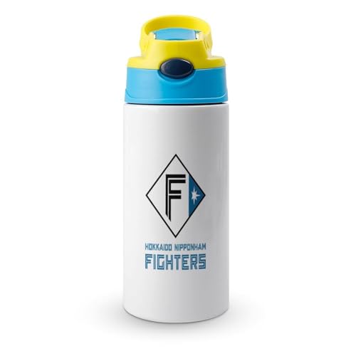 北海道日本ハムファイターズ 水筒 子供用 ステンレス製 魔法瓶 保温ボトル 直飲み 真空断熱 ストロー付き 大人兼用 保温カップ 350ml 軽量 漏れ防止
