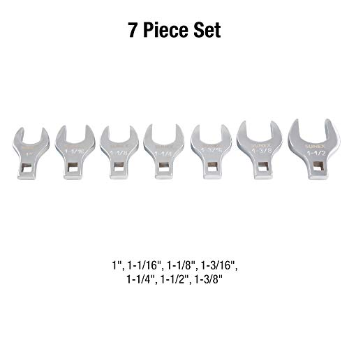 Sunex 9720A 1/2-Inch Drive Jumbo Sae Crowfoot Wrench Set, 1-Inch - 1-3/8-Inch, Fully Polished, 7-Piece (Includes Storage Rail) #TOP1