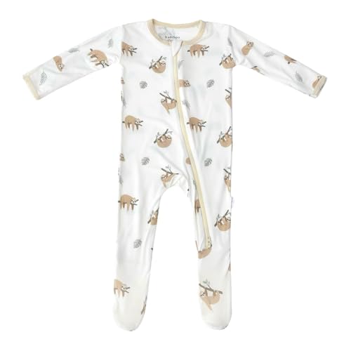 Bamboo Little Soft Baby Footie Pajamas Baby Clothes Newborn Sleepers 95% Viscose and 5% Spandex Sloth 6-9 Months